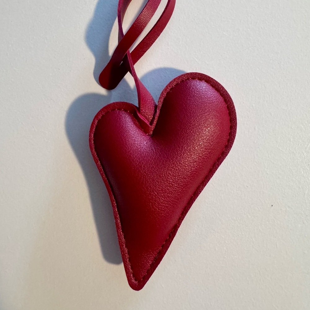 Red Heart-Shaped Leather Bag Charm